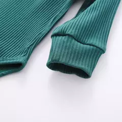 Conjunto de bodysuits de manga comprida e calças elásticas para bebé, com nervuras, xadrez, roupa sólida, infantil, recém-nascido, menina, menino, primavera, outono, 2 peças