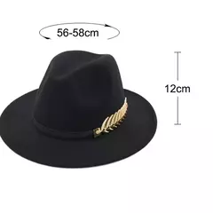 Imagem do Chapéu Fedora feminino com cinto de pérolas, boné Trilby Vintage, chapéu Panamá de feltro, lã quente, jazz feminino