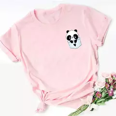 Maycaur-camiseta de manga curta para mulher, top solto com estampa de panda fofa, casual e solta, verão - comprar online