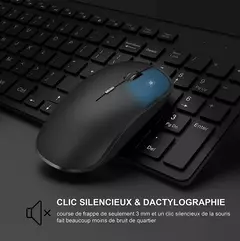Combo de teclado e mouse sem fio, 2.4G recarregável AZERTY Keyboard Set, ergonômico para computador, Mac, PC, laptop, TV - loja online