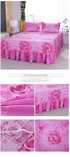 colcha de cama casal lencol cama casal Princesa estilo colcha na cama com saia algodão impressão roupa de cama para casa elástico lençol equipado com fronhas roupa de cama jogo de cama - loja online