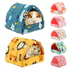 Cama pequena para animais de estimação, mini gaiola fofa, tapete quente, ninho de cobaia, casa de hamster, coelho, casa do esquilo, inverno
