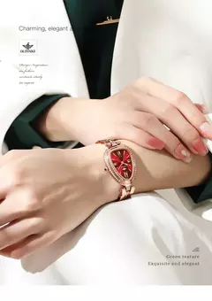 OUPINKE-Conjunto de relógio quartzo impermeável feminino, relógios de luxo, espelho safira, mostrador diamante, movimento suíço, pulseira, colar