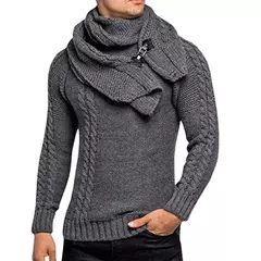 Suéter de malha de gola alta masculino, pulôver fino de manga cheia, malhas grandes, jumpers casuais, outono, inverno - Wolf Magazine