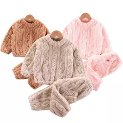 Conjuntos quentes de pijama infantil, além de roupas de veludo, pulôver e calças estampadas, roupas de duas peças, moda infantil, outono, inverno, 1-14 anos - Wolf Magazine