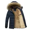Parka masculina impermeável com capuz de pele, parkas grossa de lã, casaco casual quente de inverno, moda outono, nova