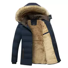 Parka masculina impermeável com capuz de pele, parkas grossa de lã, casaco casual quente de inverno, moda outono, nova - loja online