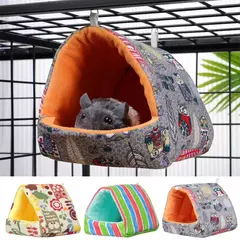 Cute Cartoon Sleeping Bed for Pet, Mini Cage, Coelho, Esquilo, Ninho de cobaia, Ratos pequenos, Rato, Casa de hamster, Tapete macio quente, Inverno na internet