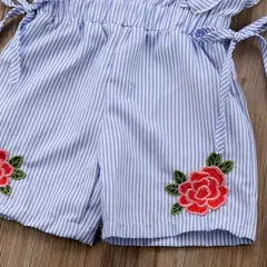 Criança crianças bebê menina flor listra plissado macacão roupas roupas - loja online