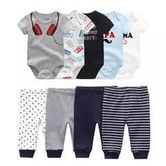 Conjuntos de roupas de algodão unissex para bebê recém-nascido, bodysuits e calças, desenhos animados, manga curta, bebê menino e menina, 6 unid, 9 unid, 10 unid na internet