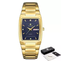 WWOOR-Relógio de quartzo quadrado de luxo masculino, Aço inoxidável, Automático, Semana, Data, Ouro, Relógios de pulso, Relogio masculino, Novo, 2022 - Wolf Magazine