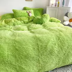 Conjunto de cama luxuoso preto macio, capa de edredão Shaggy, 2 fronhas, zíper, veludo macio, 3pcs - loja online