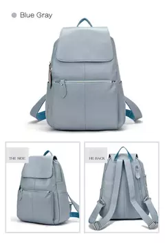Mochila Zency-Anti-Roubo de Couro Feminina, Mochila de Grande Capacidade, Bolsa Designer de Viagem, Couro Branco, Qualidade, Elegante, A ++