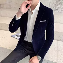 Blazer de veludo dourado masculino, terno slim fit, jaqueta casual, traje de cantor noivo, vestido de noite formal de alta qualidade, moda outono e inverno - loja online