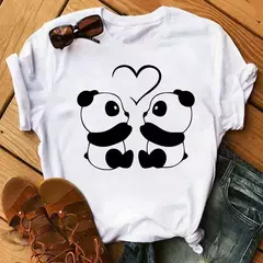 Maycaur-camiseta de manga curta para mulher, top solto com estampa de panda fofa, casual e solta, verão - comprar online