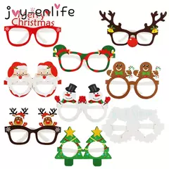 Santa Claus Paper Glasses Frame, Xmas Tree Elk, Photo Prop, Decorações de Natal, Ano Novo, Kids Gift, 9pcs na internet