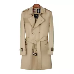 Longo blusão homens, off white casaco duplo à prova de chuva, cavalheiro britânico, à prova de chuva e respirável, forro de lã gabardine na internet
