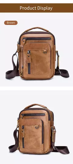 Imagem do Marca 100% de couro genuíno dos homens sacos ombro saco do mensageiro para home