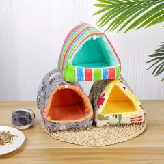 Cute Cartoon Sleeping Bed for Pet, Mini Cage, Coelho, Esquilo, Ninho de cobaia, Ratos pequenos, Rato, Casa de hamster, Tapete macio quente, Inverno - comprar online