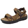 Venda quente sandálias masculinas de verão ao ar livre antiderrapante sandálias de praia masculinas feitas à mão sapatos masculinos de couro genuíno moda tênis