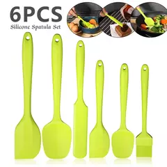 Conjunto de espátula de silicone antiaderente, Resistente ao calor, Espátula Creme, Raspador, Escova De Colher, Núcleo De Aço Inoxidável, Utensílios De Cozinha, 6Pcs