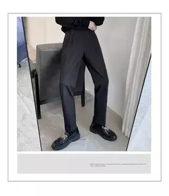 Calça social masculina de lã, calças com cintura elástica, casual e social para outono e inverno - loja online