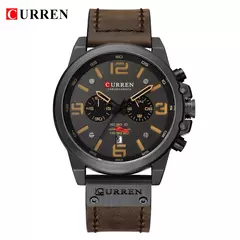CURREN-Relógio de quartzo de couro genuíno impermeável masculino, relógio de pulso, cronógrafo, militar, esporte, marca de luxo - Wolf Magazine