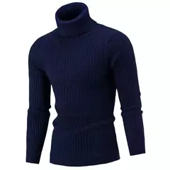 Imagem do Suéter de gola alta masculino, pulôver casual, grosso, alta qualidade, inverno