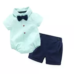 Top e top-Conjunto de roupas formais para meninos recém-nascidos, terno cavalheiro bebê, top e shorts de algodão, conjuntos de roupas infantis, moda verão - Wolf Magazine