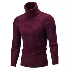 Suéter de gola alta masculino, pulôver casual, grosso, alta qualidade, inverno