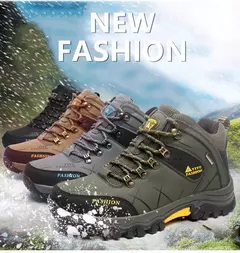 Botas de neve de couro impermeáveis masculinas, super quentes, ao ar livre, caminhadas, trabalho, sapatos de viagem, inverno, tamanho 39-47