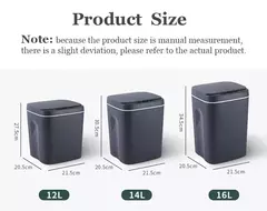 Imagem do Sensor automático lixeira, elétrico, Touchless, Smart Bin, cozinha, banheiro, balde impermeável, lixo com tampa, Home Wastebasket, 16L
