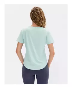 T-shirt monocromática de manga curta para mulheres, top de fitness solto, camisa de treino casual - comprar online