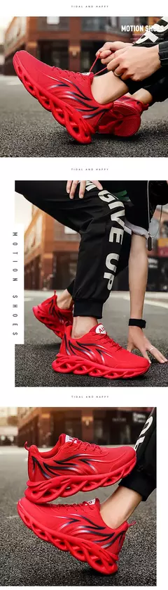 Imagem do Chama impressa tênis masculino voando tecer sapatos esportivos confortáveis tênis de corrida ao ar livre sapatos atléticos