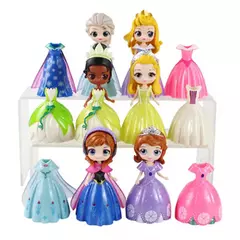 4-12-18-24 Pçs/set 5-12cm Q Posket Magos Clipe Vestido de Princesa Branca de Neve Cinderela Sereia Belle Elsa Action Figure Modelo Brinquedos