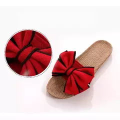 Imagem do Glglgege-Slides casuais de verão feminino, chinelos de linho confortáveis, chinelos de linho listrado, sandálias plataforma, sapatos para senhoras