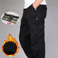 Calça de lã de dupla camada masculina, quente, grossa, camuflada, algodão tático, calça comprida, folgada, casual, inverno - comprar online