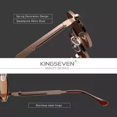 Imagem do KINGSEVEN-Gothic Steampunk Polarized Sunglasses para Homens e Mulheres, Frame de Metal Redondo, Brand Designer, Alta Qualidade, Vintage