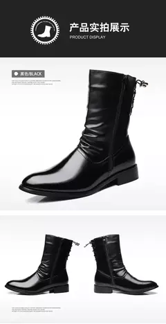 Nova moda dos homens boate motocicleta meados de bezerro botas altas sapatos de couro de vaca outono inverno longo botas masculinas calzado hombre - loja online