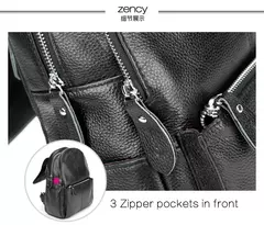 Imagem do Mochila Zency-Anti-Roubo de Couro Feminina, Mochila de Grande Capacidade, Bolsa Designer de Viagem, Couro Branco, Qualidade, Elegante, A ++