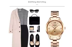 CURREN Relógio Dourado Feminino Relógio com Pulseira de Aço para Mulheres Relógio Feminino 9007 - comprar online