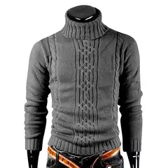 Suéter de gola alta masculino, pulôver casual, grosso, alta qualidade, inverno - comprar online
