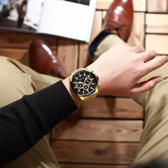 Curren-relógio de pulso masculino, marca top, grande, esportes, militar, aço, quartzo, cronógrafo, design de ouro, para homens - comprar online