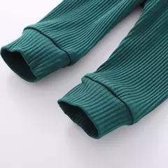 Imagem do Conjunto de bodysuits de manga comprida e calças elásticas para bebé, com nervuras, xadrez, roupa sólida, infantil, recém-nascido, menina, menino, primavera, outono, 2 peças
