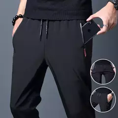 Calça casual de verão coreana masculina, fina, secagem rápida, seda de gelo, reta, solta, calça esportiva de 9 pontos, nova, 2022 na internet