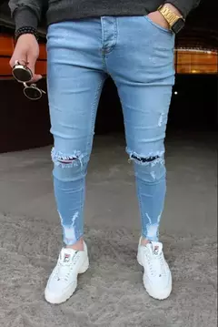Calças de brim masculinas calças de brim denim calças casuais tendência calças de brim magros para homens moda calças de lápis roupas masculinas - comprar online