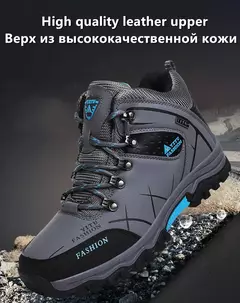 Botas de neve de couro impermeáveis masculinas, super quentes, ao ar livre, caminhadas, trabalho, sapatos de viagem, inverno, tamanho 39-47