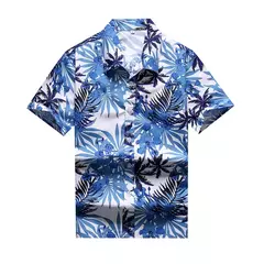 Imagem do Camisa havaiana de botão manga curta masculina, estampada em coqueiro, camisa Aloha, casual moda praia, plus size, verão, 5XL, 26 cores
