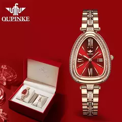 OUPINKE-Conjunto de relógio quartzo impermeável feminino, relógios de luxo, espelho safira, mostrador diamante, movimento suíço, pulseira, colar na internet