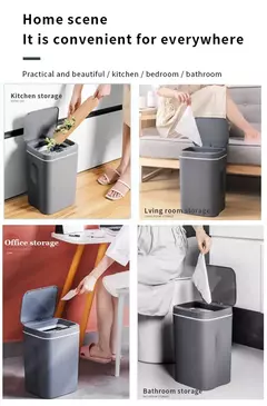 Sensor automático lixeira, elétrico, Touchless, Smart Bin, cozinha, banheiro, balde impermeável, lixo com tampa, Home Wastebasket, 16L - Wolf Magazine